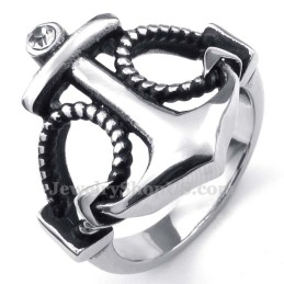 Anillo De Anclas De Titanio Con Circonita Blanca