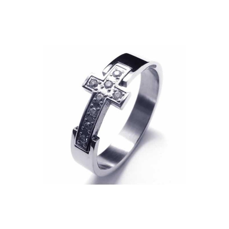 Anillo Unisex De Titanio Con Diamante Cruzado De 8 Mm Anillo Unisex De Titanio Con Diamante Cruzado De 8 Mm