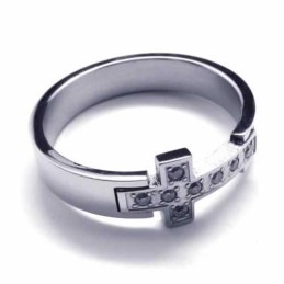 Anillo Unisex De Titanio Con Diamante Cruzado De 8 Mm