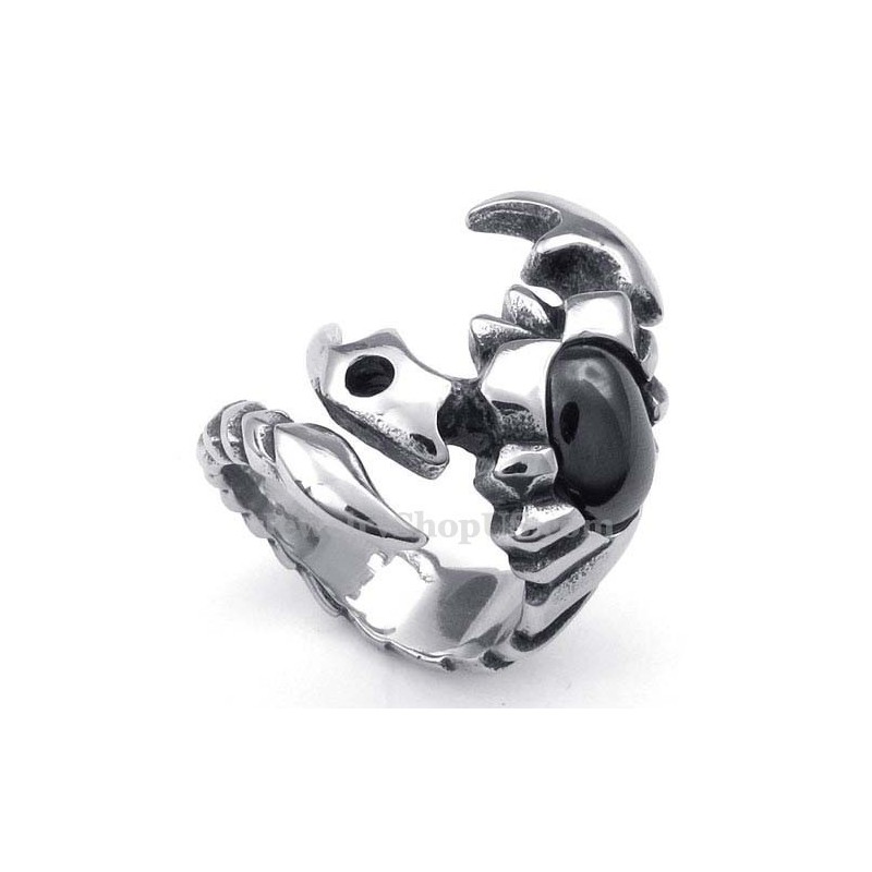 Anillo De Escorpión De Titanio Con Circonita Negra Anillo De Escorpión De Titanio Con Circonita Negra