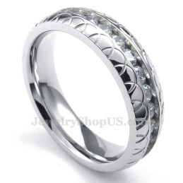 Anillo Redondo De Titanio Con Circonita Blanca