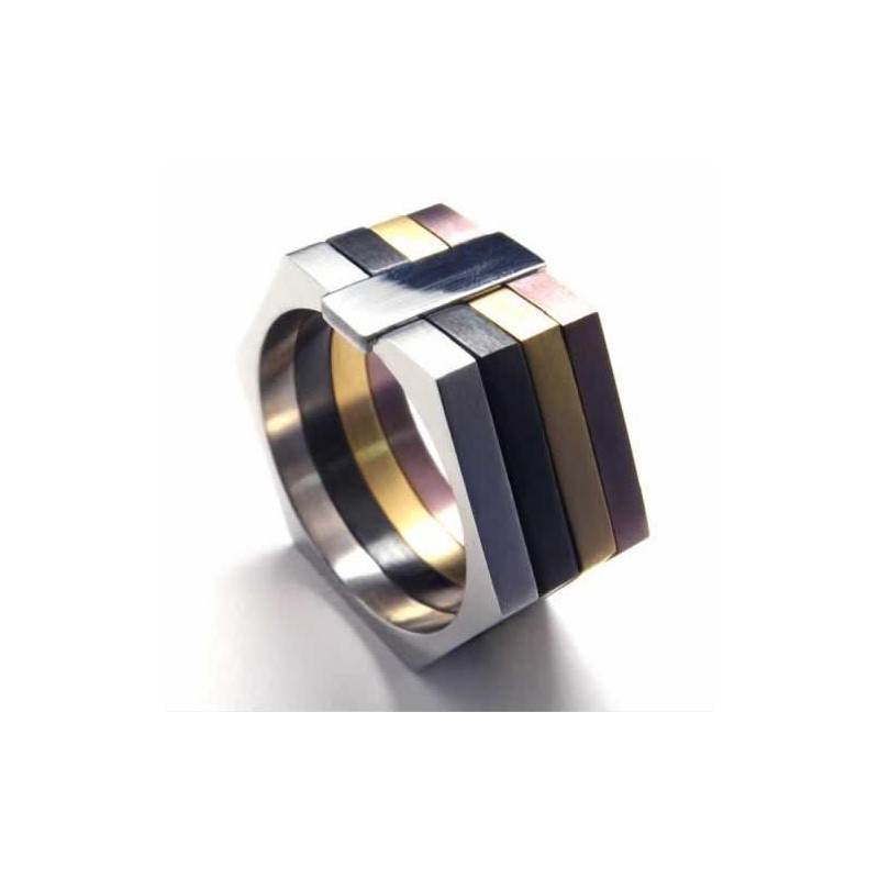 Anillo De Titanio De 11 Mm Con Diseño Hexagonal