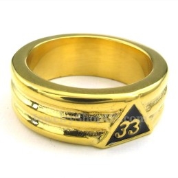 Anillo Masónico De Titanio Y Oro