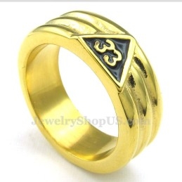 Anillo Masónico De Titanio Y Oro