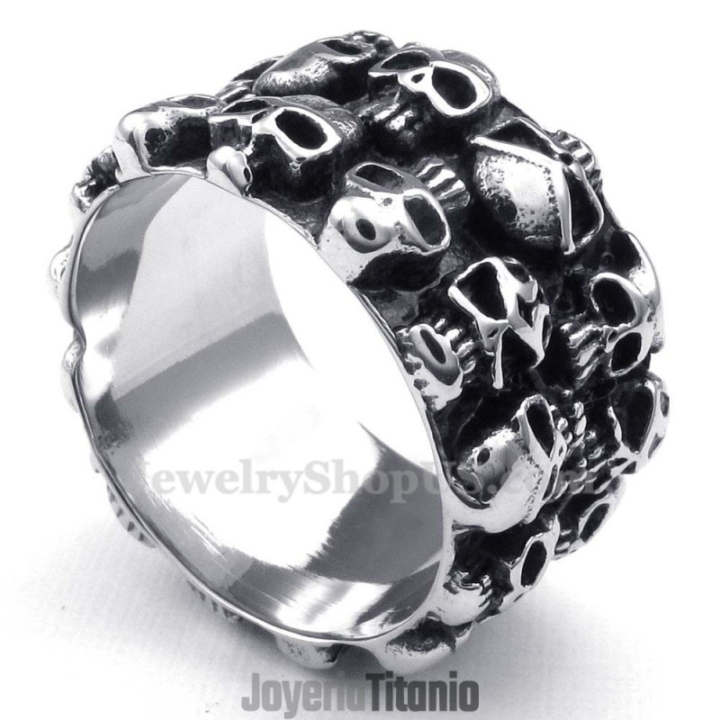 Anillo De Calavera De Titanio Redondo