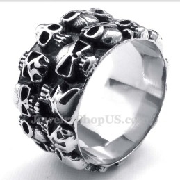 Anillo De Calavera De Titanio Redondo