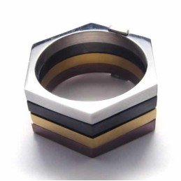 Anillo De Titanio De 11 Mm Con Diseño Hexagonal