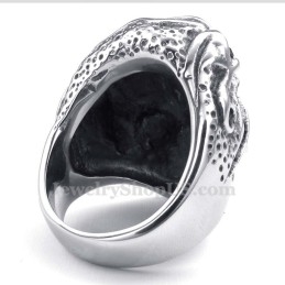 Anillo De Calavera De Titanio Con Circonita Azul