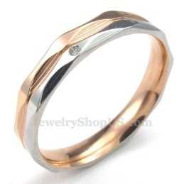 Anillo De Titanio Para Parejas En Oro Rosa Con Circonita Blanca