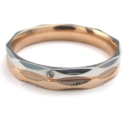 Anillo De Titanio Para Parejas En Oro Rosa Con Circonita Blanca