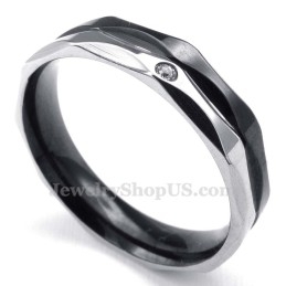 Anillo De Pareja De Titanio Negro Con Circonita Blanca