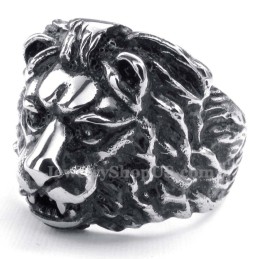 Anillo De Titanio Con Cabeza De León
