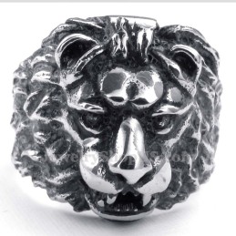 Anillo De Titanio Con Cabeza De León