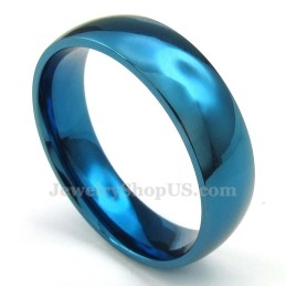 Anillo Redondo De Titanio Azul De 6 Mm