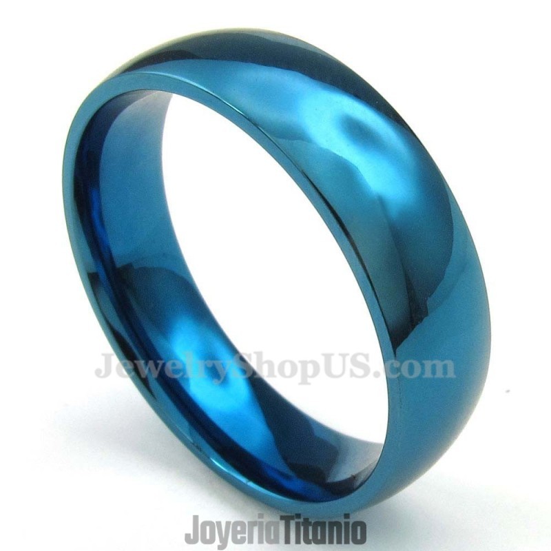 Anillo Redondo De Titanio Azul De 6 Mm