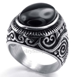 Anillo De Titanio Con Piedra Ornamental Negra