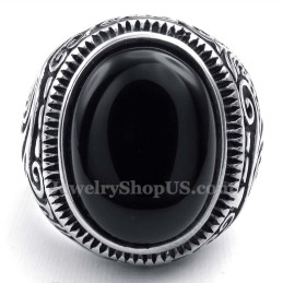 Anillo De Titanio Con Piedra Ornamental Negra