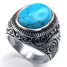 Anillo De Titanio Con Piedra Ornamental Azul