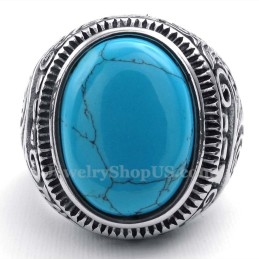 Anillo De Titanio Con Piedra Ornamental Azul