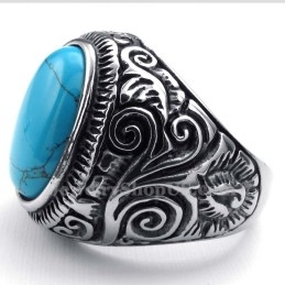 Anillo De Titanio Con Piedra Ornamental Azul