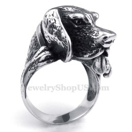 Anillo De Titanio Con Forma De Cabeza De Perro
