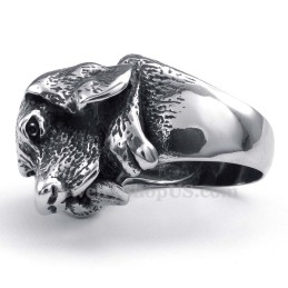 Anillo De Titanio Con Forma De Cabeza De Perro