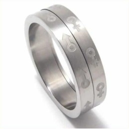 Anillo De Titanio De 6 Mm Con Símbolo Sexual