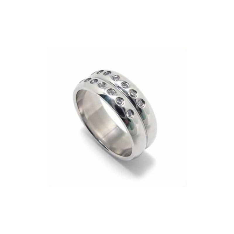 Anillo De Corte De Titanio Con Incrustaciones De Diamantes De 8 Mm