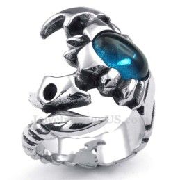 Anillo De Escorpión De Titanio Con Circonita Azul