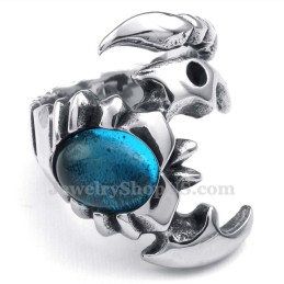 Anillo De Escorpión De Titanio Con Circonita Azul