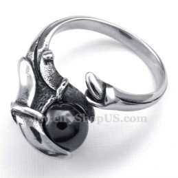Anillo De Pata De Titanio Con Circonita Negra