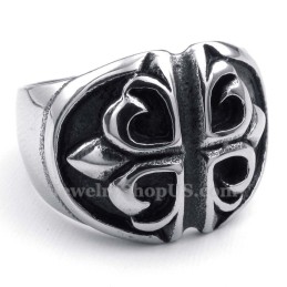 Anillo De Titanio Con Flor Cruzada