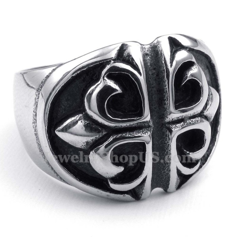 Anillo De Titanio Con Flor Cruzada Anillo De Titanio Con Flor Cruzada