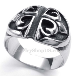 Anillo De Titanio Con Flor Cruzada