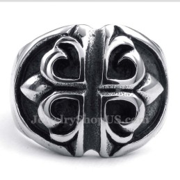 Anillo De Titanio Con Flor Cruzada
