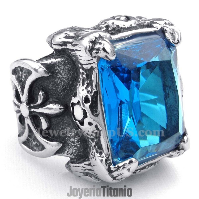 Anillo De Titanio Con Circonita Azul Anillo De Titanio Con Circonita Azul