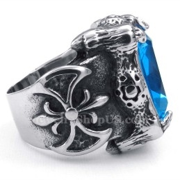 Anillo De Titanio Con Circonita Azul
