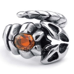 Anillo De Escorpión De Titanio Con Circonita Roja