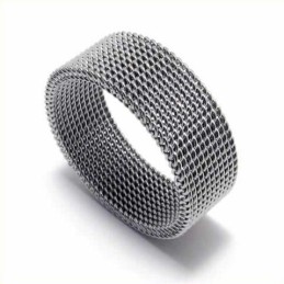 Anillo De Titanio Unisex De Malla De 8 Mm
