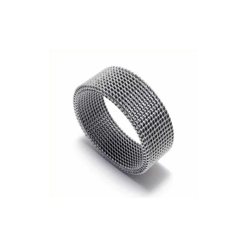 Anillo De Titanio Unisex De Malla De 8 Mm