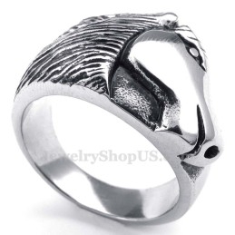 Anillo De Titanio Con Cabeza De Caballo