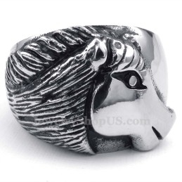 Anillo De Titanio Con Cabeza De Caballo