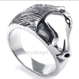 Anillo De Titanio Con Cabeza De Caballo