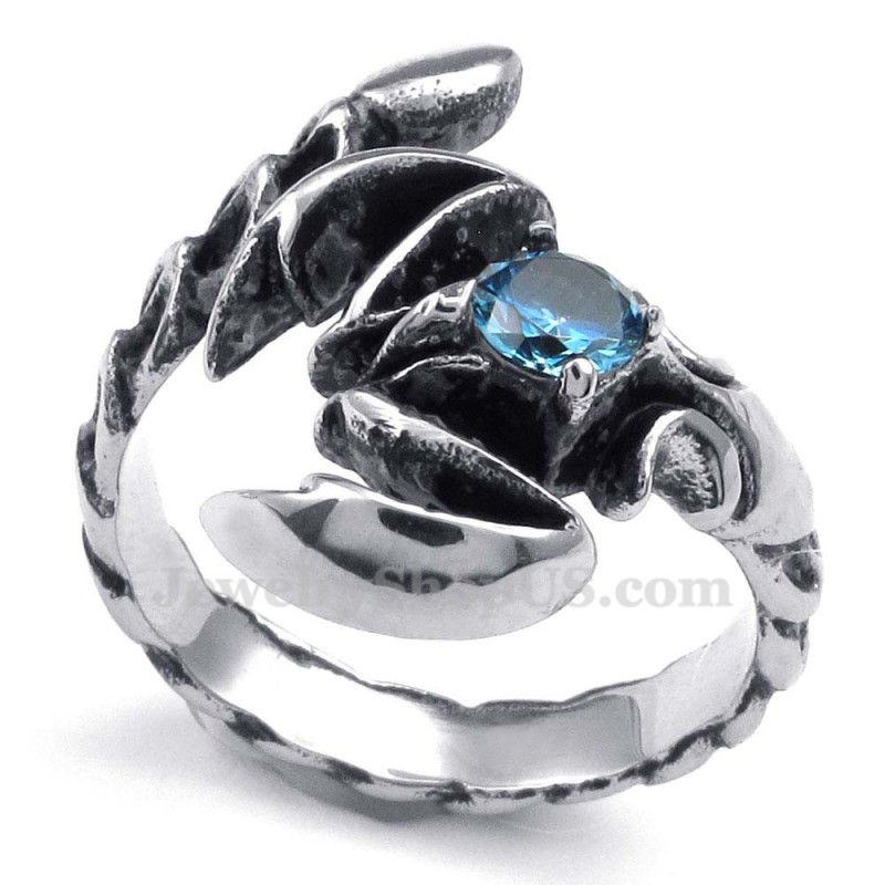 Anillo De Escorpión De Titanio Con Circonita Azul Anillo De Escorpión De Titanio Con Circonita Azul