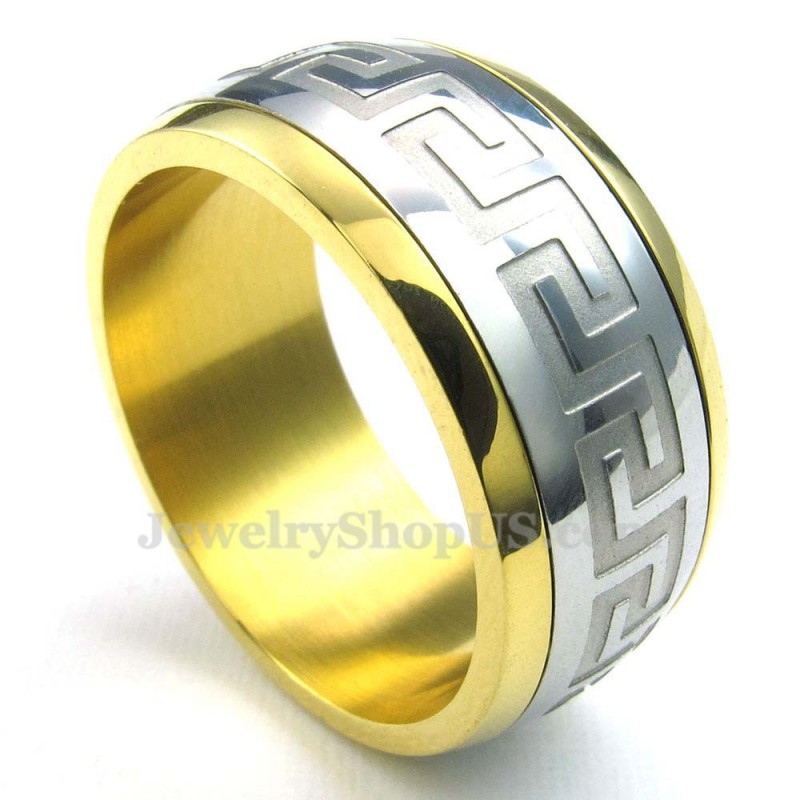 Anillo De Oro, Plata Y Titanio Con Diseño De La Gran Muralla