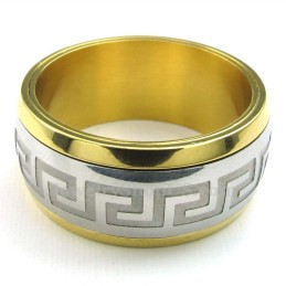 Anillo De Oro, Plata Y Titanio Con Diseño De La Gran Muralla