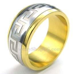 Anillo De Oro, Plata Y Titanio Con Diseño De La Gran Muralla