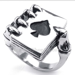 Anillo De Póker De Titanio Con Diseño De Mano Fantasma Y Esqueleto De Espadas