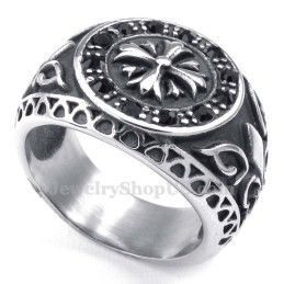 Anillo De Titanio Con Diamantes De Imitación Negros