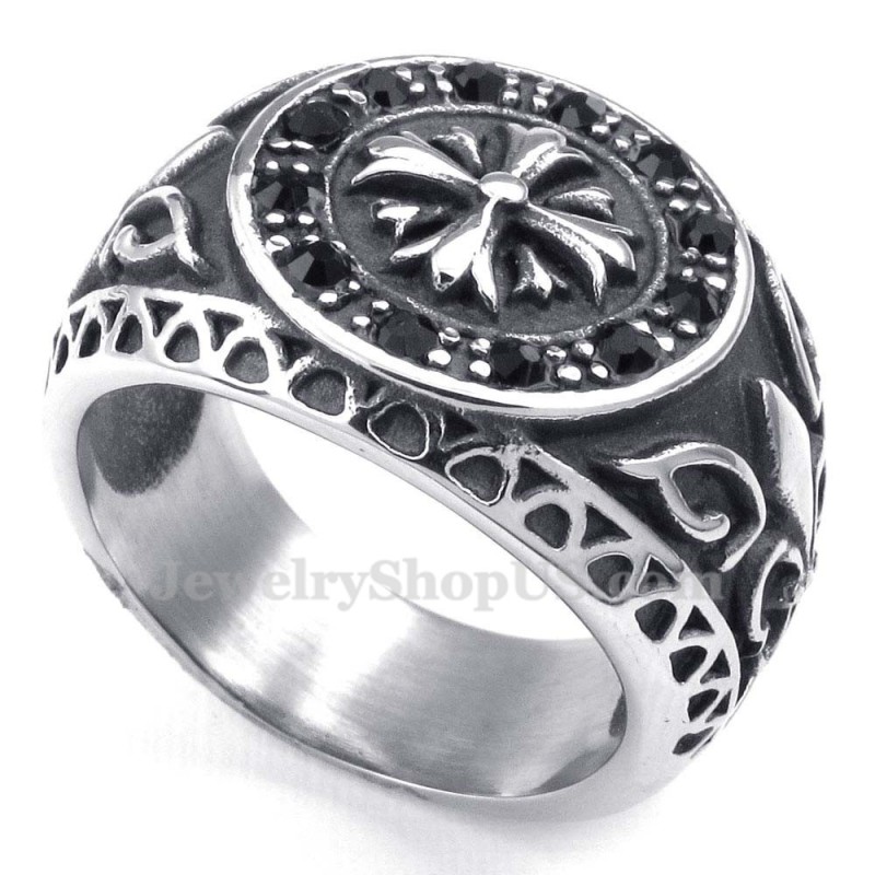 Anillo De Titanio Con Diamantes De Imitación Negros Anillo De Titanio Con Diamantes De Imitación Negros